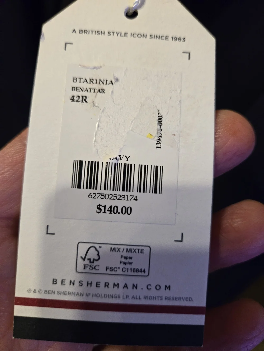 New Ben Sherman 42R Slim Fit Navy Blue Single-Breasted Blazer